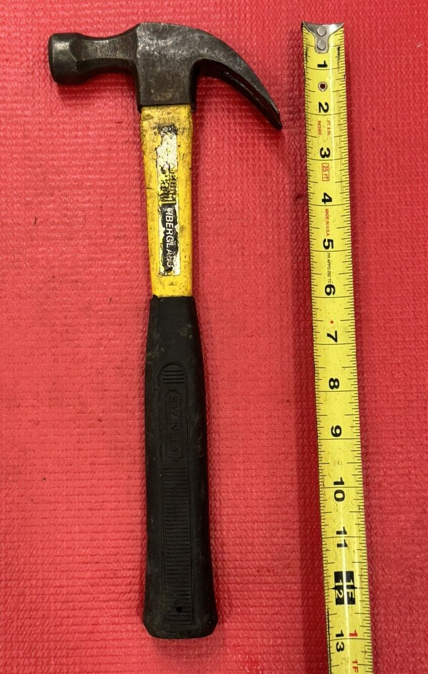 Vintage Stanley 13" Long Forged Steel Head Rip Claw Fiberglass Hammer